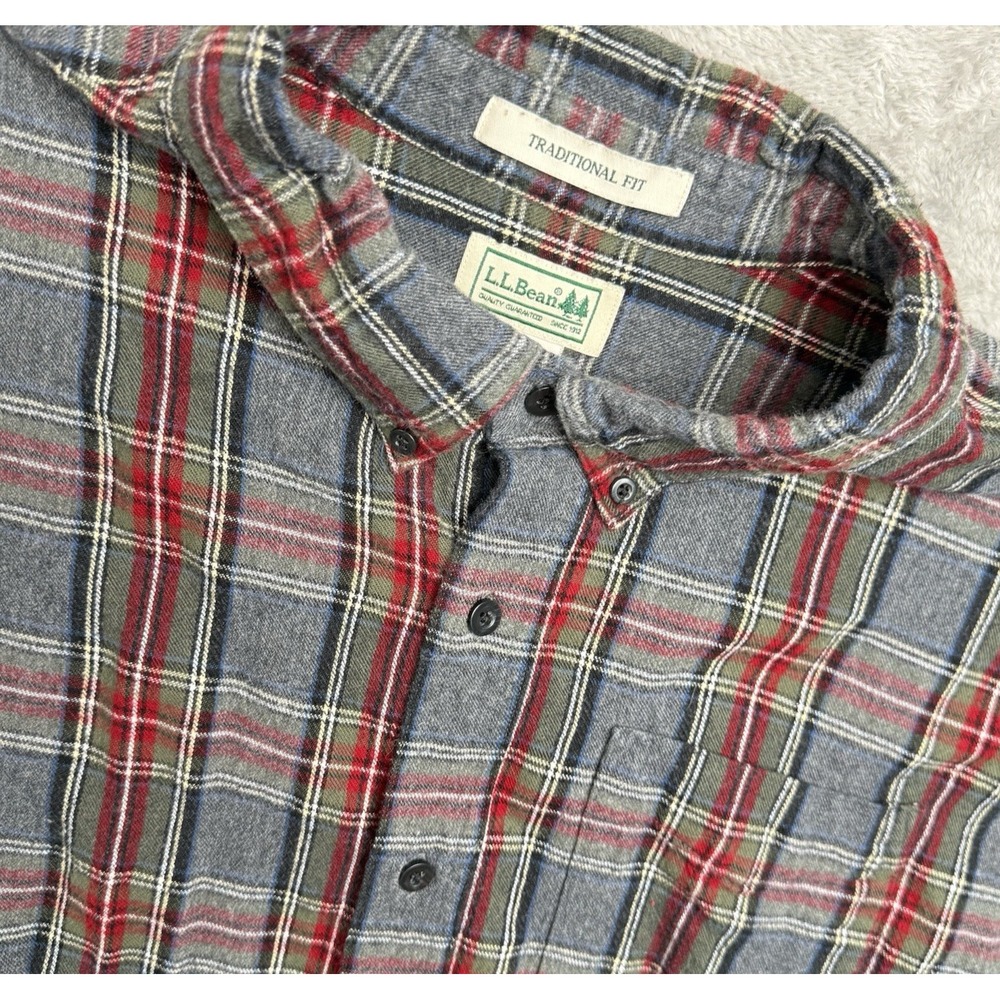 L.L. Bean Button Up Shirt Mens XXL Red Plaid Flannel‎ Traditional Fit 228061 VTG